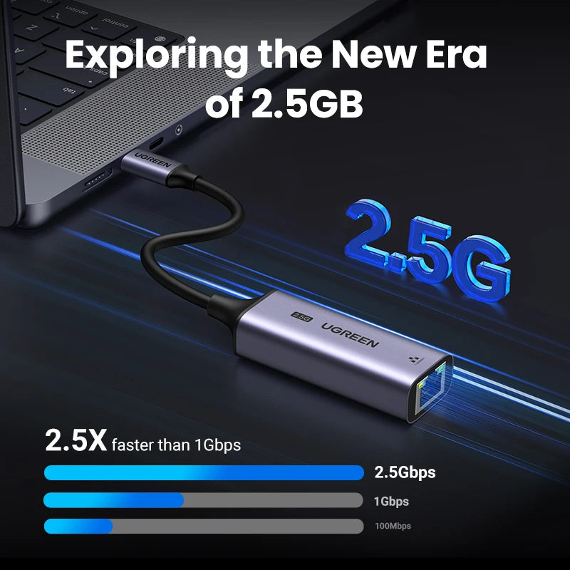 USB Ethernet Adapter 2.5G 2500Mbps USB3.0 Network Card for Laptop PC NAS Server Windows Mac OS USB-A/C Internet Adapter