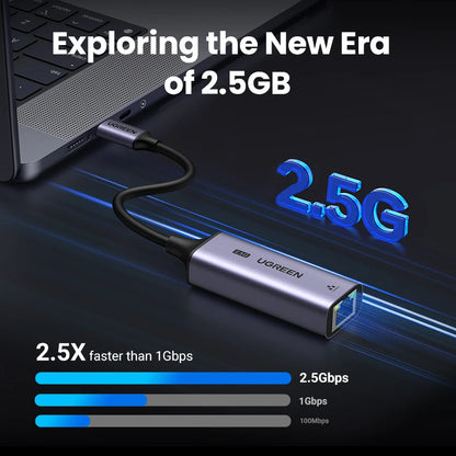 USB Ethernet Adapter 2.5G 2500Mbps USB3.0 Network Card for Laptop PC NAS Server Windows Mac OS USB-A/C Internet Adapter