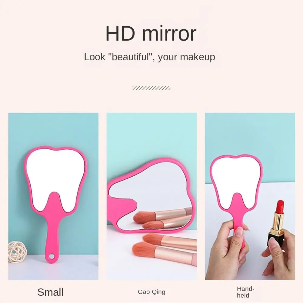 1PC Tooth Shaped Handheld Mirror Cute Makeup Mirror Durable High Definition Dental Mirrors Gifts RELUX.STORE
