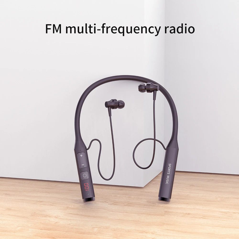 Wireless Headset Bluetooth 5.0 Earphone HiFi 9D Stereo Neck-Hanging Sport Headphone Support Bluetooth TF Card FM Audio Playback RELUX.STORE