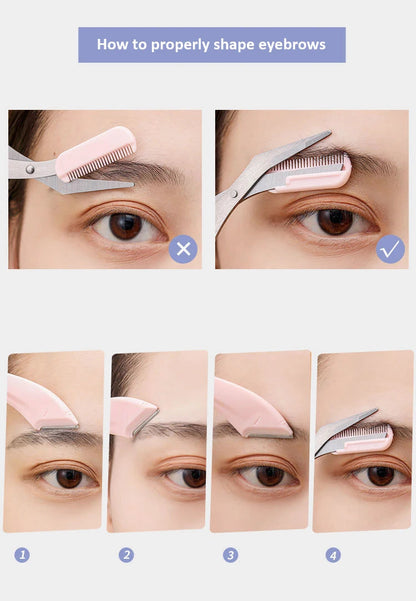 Eyebrow Trimming Knife Face Razor For Women Professional Eyebrow Scissors With Comb Brow Trimmer Scraper Accessories