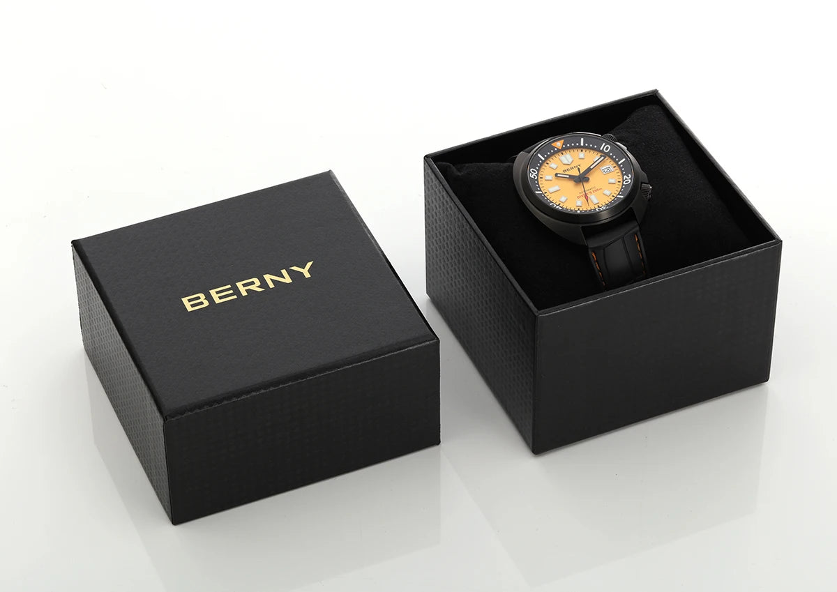 BERNY 20ATM Diver Watch For Men Mechanical Black Dial Original Design Top Automatic Sapphire Luxury Diving Luminous Men Watch