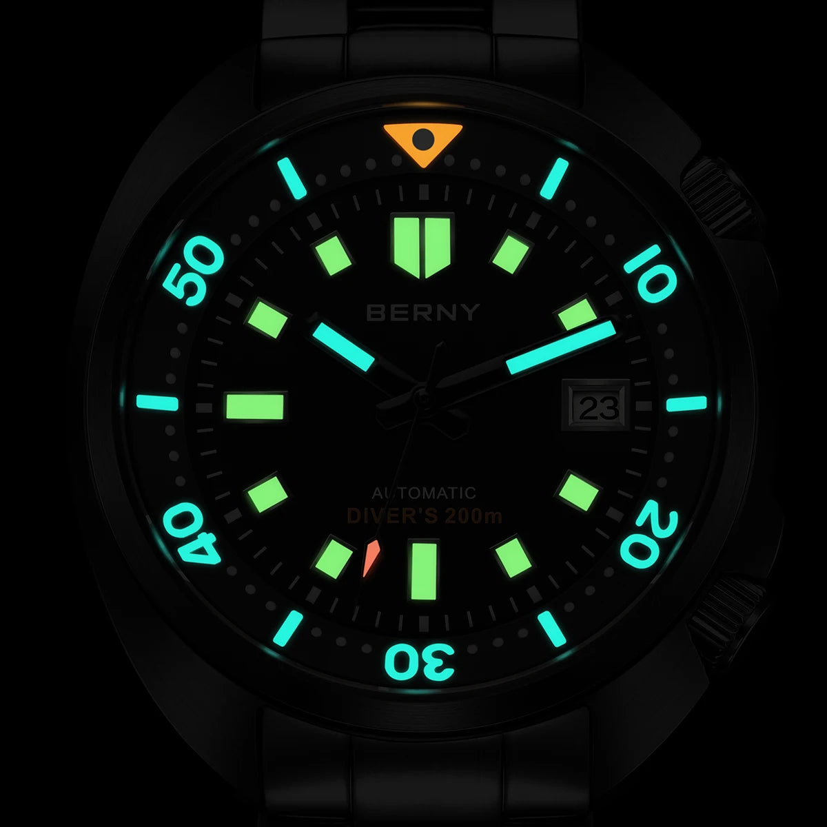 BERNY 20ATM Diver Watch For Men Mechanical Black Dial Original Design Top Automatic Sapphire Luxury Diving Luminous Men Watch