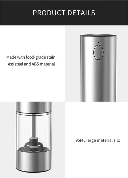 1/2pcs Automatic Pepper Grinder Salt And Pepper Grinder USB Rechargeable Adjustable Coarseness Spice Mill for Kitchen Tool