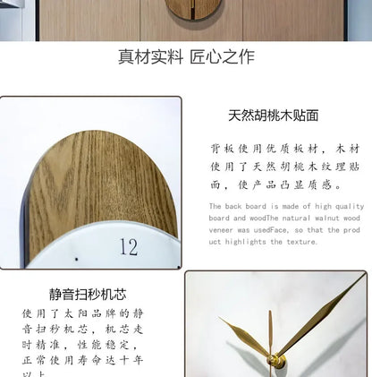 Aesthetic Chinese Wall Clock Creative Pendulum Solid Wood Log Wind Interior Design Unique Art Medieval Decoration Room Decor
