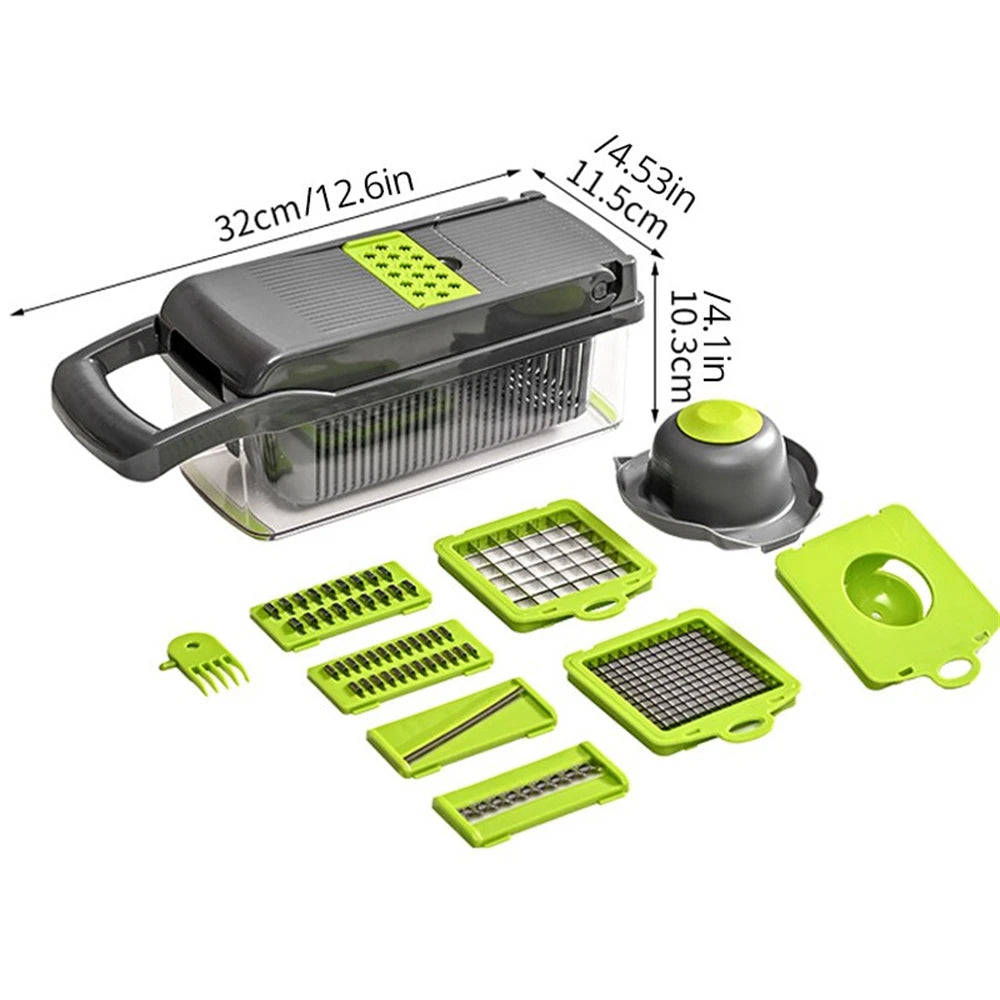 12/16Pcs Vegetable Cutter Multifunctional Slicer Fruit Potato Peeler Carrot Grater Kitchen Accessories Basket Vegetable Slicer