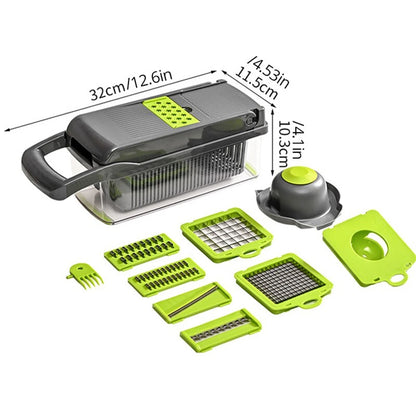 12/16Pcs Vegetable Cutter Multifunctional Slicer Fruit Potato Peeler Carrot Grater Kitchen Accessories Basket Vegetable Slicer