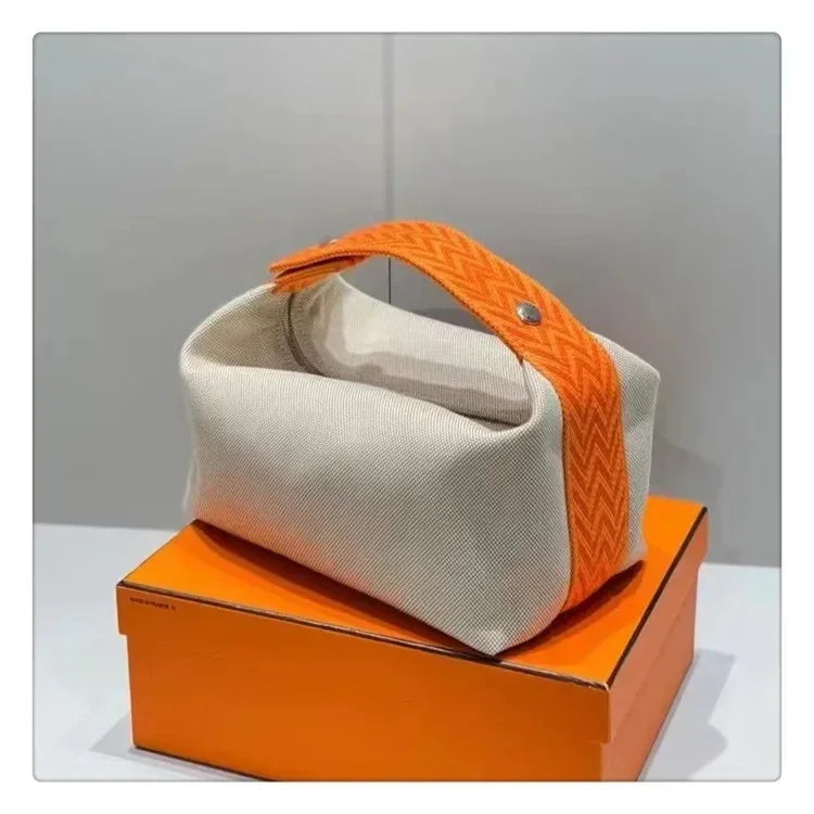 2024 New Large Capacity Canva Makeup Bag Soft Texture Fashionable Women's Shoulder Bag Color Blocking Handbag From China RELUX.STORE