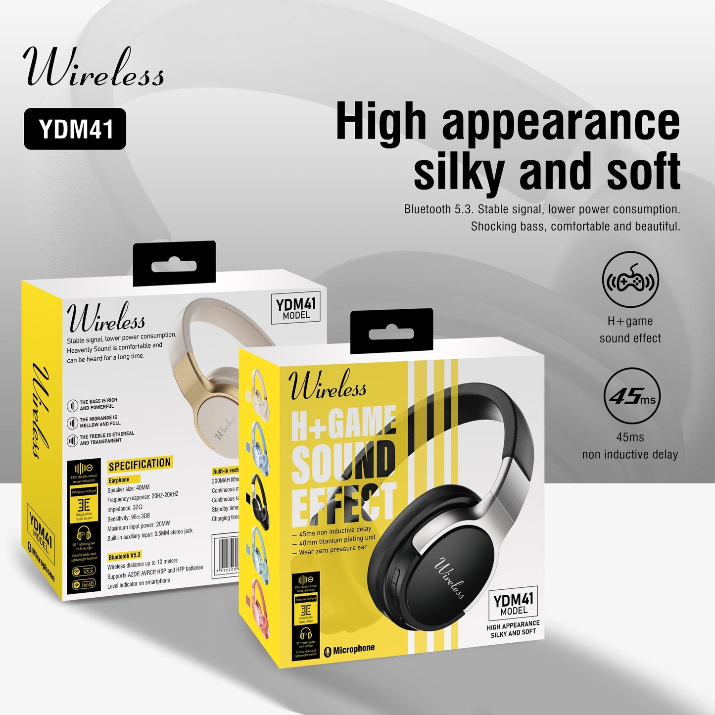 Bluetooth Wireless Over-Ear Headphones with 48H Playtime and with Microphone, HiFi Stereo Foldable Lightweight Headphones for de