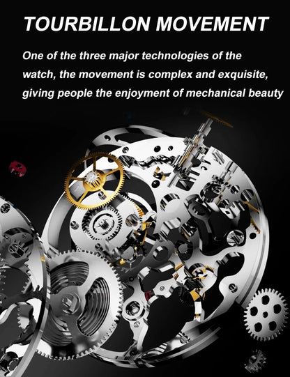 AESOP Men Flying Tourbillon Mechanical Full Skeleton Waterproof Watches Top Brand Luxury Watch for Men Sapphire With Diamond Man