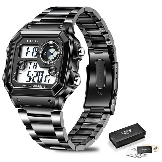 LIGE 2023 NEW Luxury Brand Men Watch Military Digital Watches Sport Wristwatch Mens Waterproof Clock Male Relogio Masculino