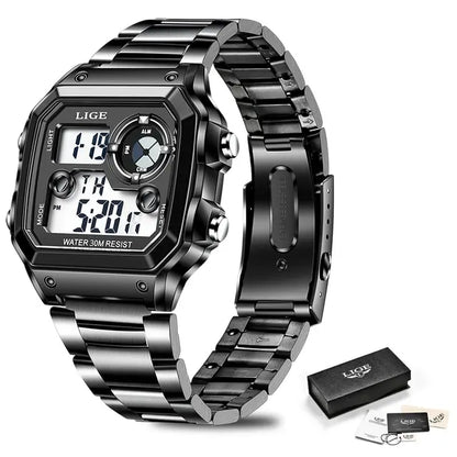 LIGE 2023 NEW Luxury Brand Men Watch Military Digital Watches Sport Wristwatch Mens Waterproof Clock Male Relogio Masculino