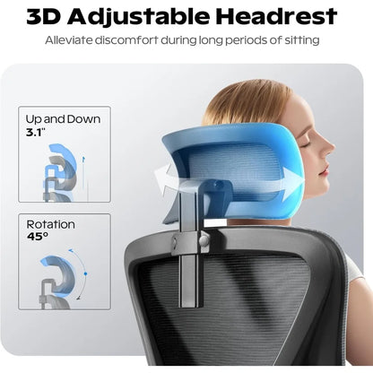 Ergonomic Office Chair, Home Office Desk Chair with Headrest, High Back Mesh Chair with Flip-up Armrests, Comfy Desk Chair with