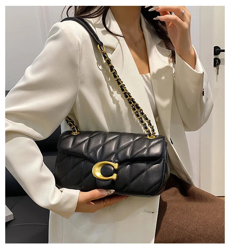 Luxury Fashion Women's Chain Handbag PU Leather Girls Shoulder Messenger Bag Brand lightweight Commuting Bag Tassel Square Bag RELUX.STORE
