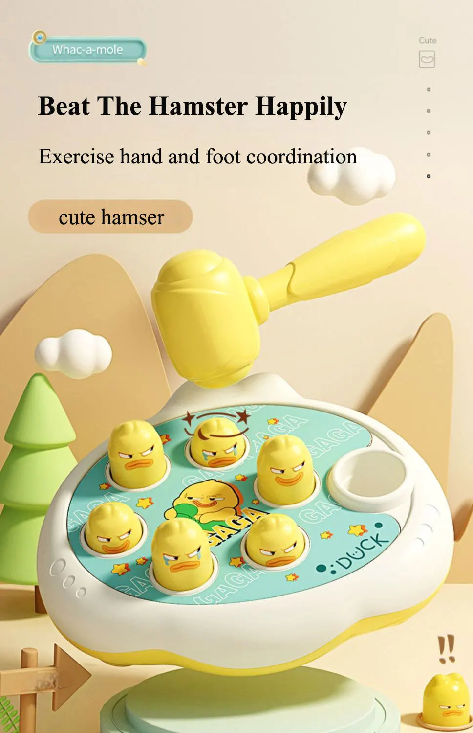 Duck/Frog/Pig Baby Toy Montessori Learning Game Educational Puzzle Gift for 12 24 Months Toddler Boy/Girl with Hammer RELUX.STORE