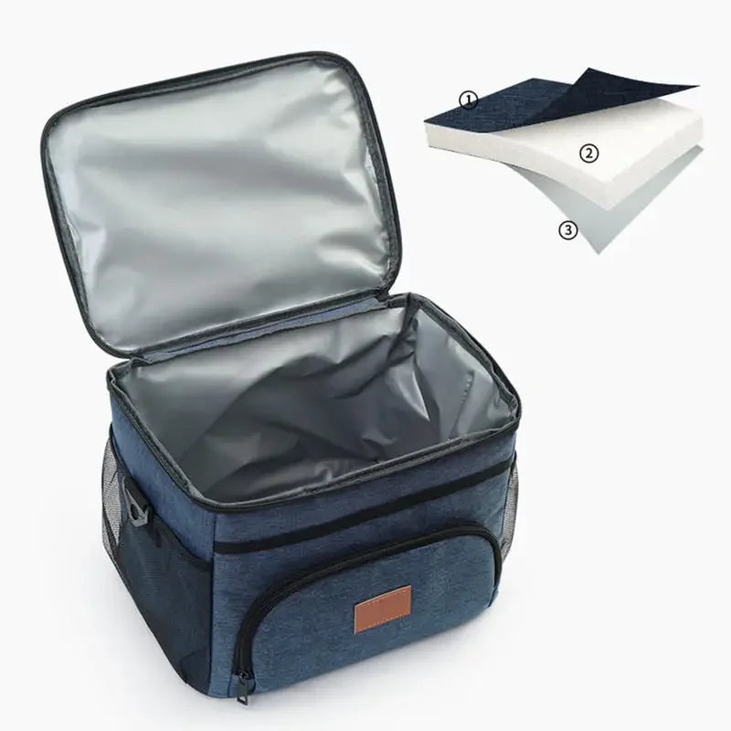 Large Capacity Leak Proof Lunch Backpack Thermal Large Picnic Cool and Warm Insulated Bag Outdoor Storage Shoulder Bag