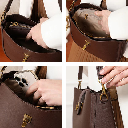 Women‘s Cowhide Genuine Leather Shoulder Bag Ladies Soft Natural Cow Leather Handbag Female Fashion Luxury Design Crossbody Bags