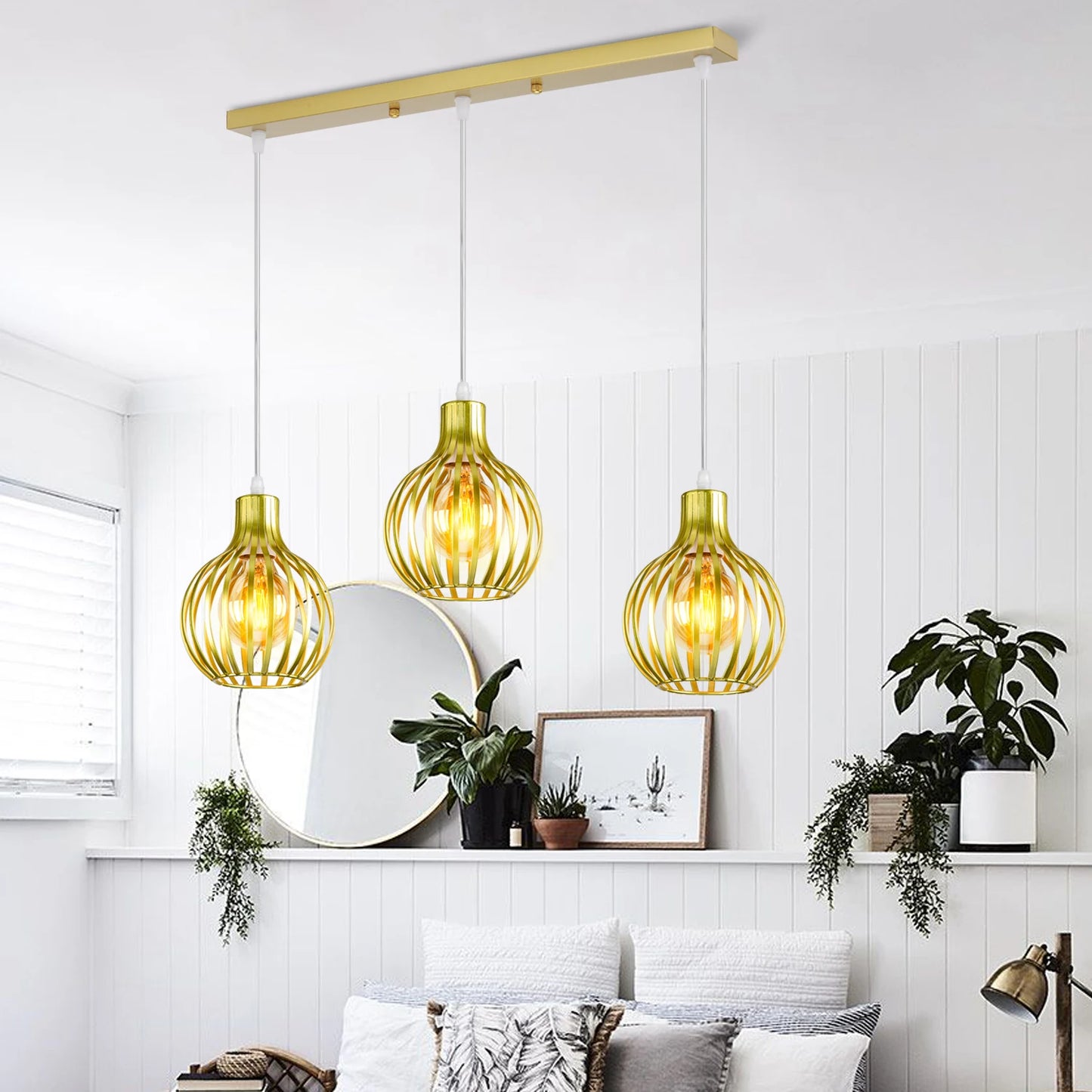 Retro Industrial Pendant Lamp Shade Geometric Modern Iron Lampshade Restaurant Hanging Light Creative Corridor Lighting Fixture