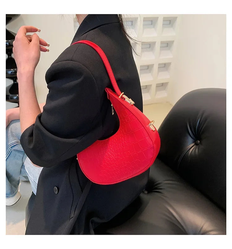 Fashion Luxury Design PU Leather Shoulder Bag Women Small Clutch Handbag Purse Female Underarm Bag Travel Totes shoulder bag RELUX.STORE