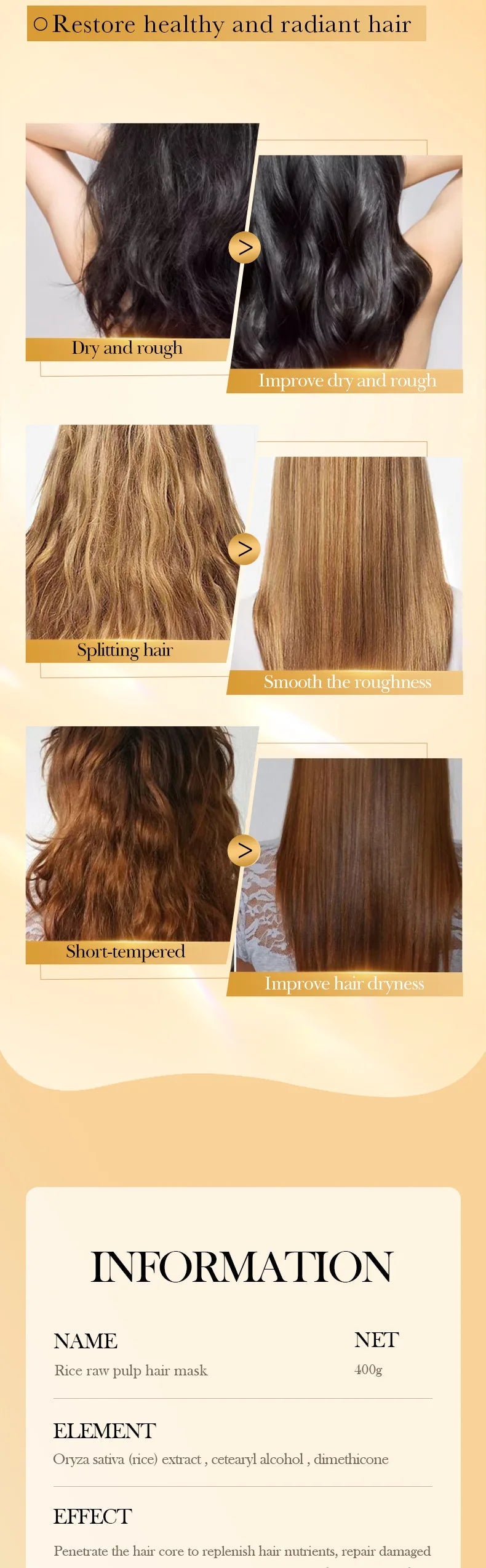 10/30/50/100/400g Magical Keratin Hair Mask 5 Seconds Repair Damaged Frizzy Hair Soft Smooth Shiny Rice Moisturizing Hair Care