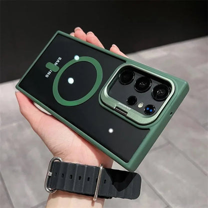 For Magsafe Hidden Holder Clear Case For Samsung Galaxy S25 S24 Ultra S22 Plus S23 FE Shockproof Magnetic Wirelesss Charge Cover RELUX.STORE