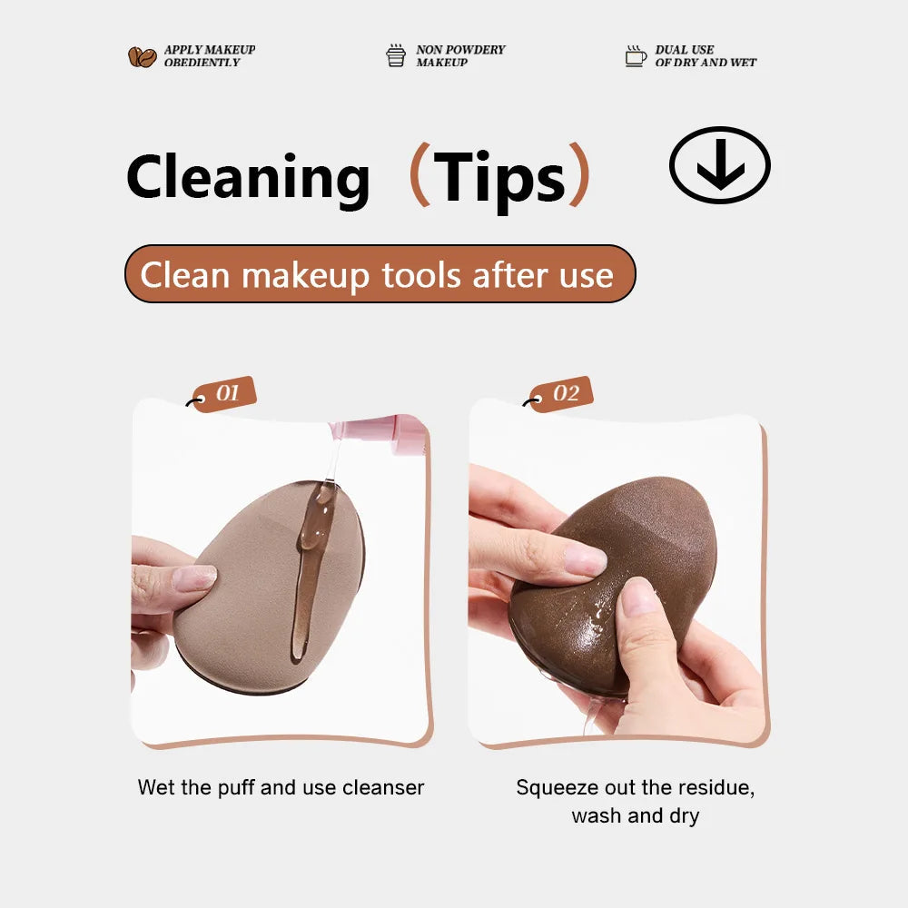 GECOMO Two-pack Powder Puff Set Box with Mirror, Wet And Dry Dual Use, Super Soft Makeup Sponge And Loose Powder Air Cushion RELUX.STORE