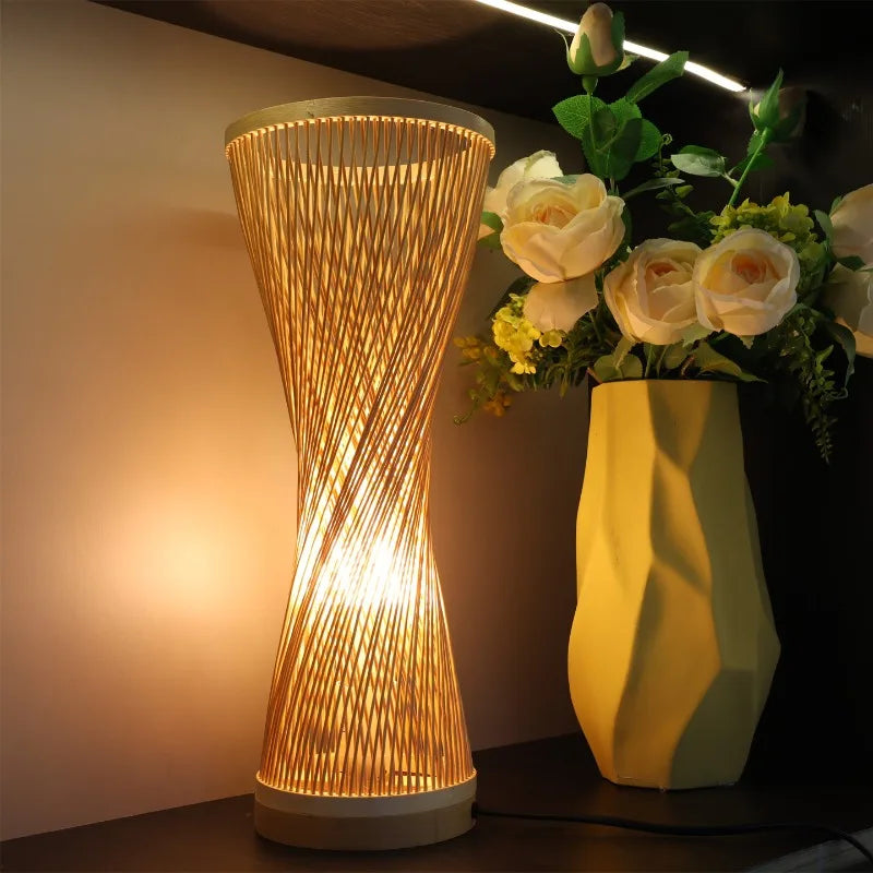 Chinese Bamboo Art Bamboo Weaving Zen Bamboo Lamp Living Room Tatami Lamp, Housewarming Gift