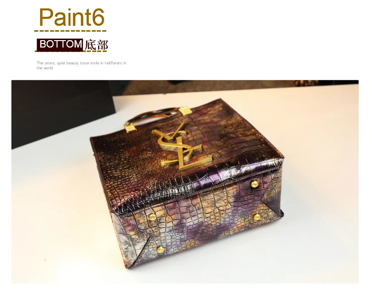 2025 New Arrival All-match Crocodile Pattern Atmospheric Middle-aged Women's Bag Large Capacity Portable Tote Bag Handbags RELUX.STORE