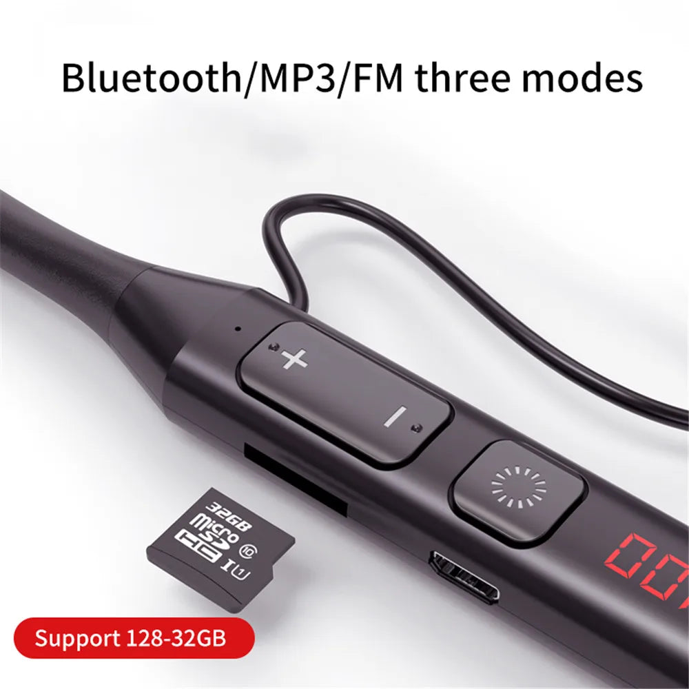 Wireless Headset Bluetooth 5.0 Earphone HiFi 9D Stereo Neck-Hanging Sport Headphone Support Bluetooth TF Card FM Audio Playback RELUX.STORE