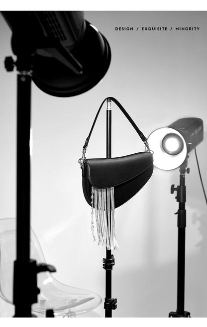 BAFELLI 2025 NEW LUXURY WOMAN BAGS LEATHER STYLISH INDIVIDUALITY FASHION TASSELS PURSE SHOULDER CROSSBODY HANDBAGS FEMALE SADDLE RELUX.STORE