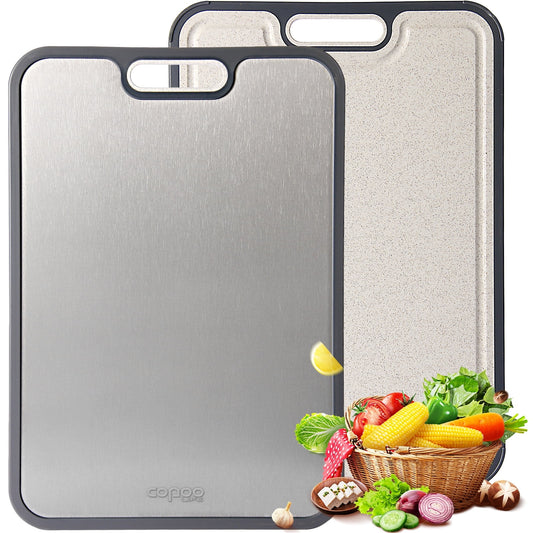 Premium Titanium Cutting Board for Kitchen – Extra Large 16”×11” Double-Sided Chopping Board | Food-Grade Pure Titanium & Wheat Straw PP | Durable, Dishwasher Safe, Easy to Clean