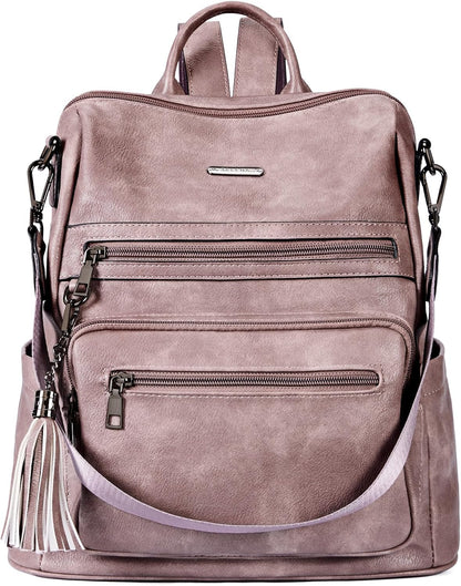 Womens Backpack Purse Vegan Leather Large Travel College Shoulder Bag with Tassel