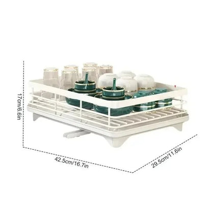 Adjustable Dish Drying Rack & Drainboard Organizer for Kitchen Plates, Over Sink Countertop, Cutlery Storage with Drain Rac - RELUX.STORE