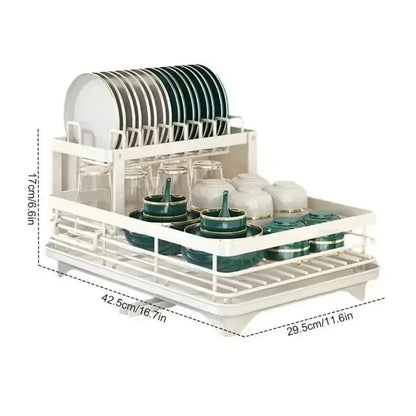 Adjustable Dish Drying Rack & Drainboard Organizer for Kitchen Plates, Over Sink Countertop, Cutlery Storage with Drain Rac - RELUX.STORE