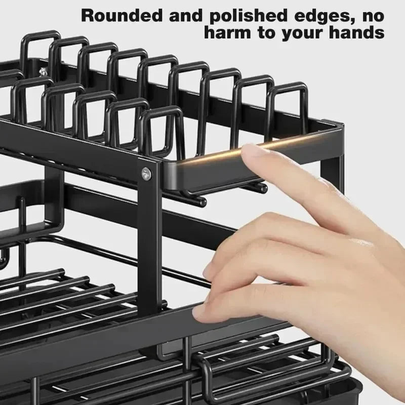 Adjustable Dish Drying Rack & Drainboard Organizer for Kitchen Plates, Over Sink Countertop, Cutlery Storage with Drain Rac - RELUX.STORE