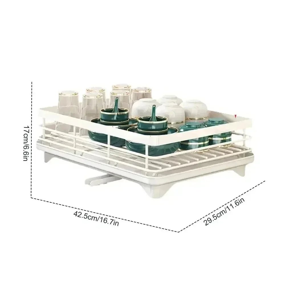Adjustable Dish Drying Rack & Drainboard Organizer for Kitchen Plates, Over Sink Countertop, Cutlery Storage with Drain Rac - RELUX.STORE