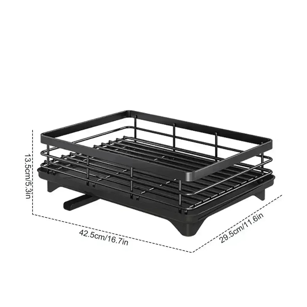 Adjustable Dish Drying Rack & Drainboard Organizer for Kitchen Plates, Over Sink Countertop, Cutlery Storage with Drain Rac - RELUX.STORE