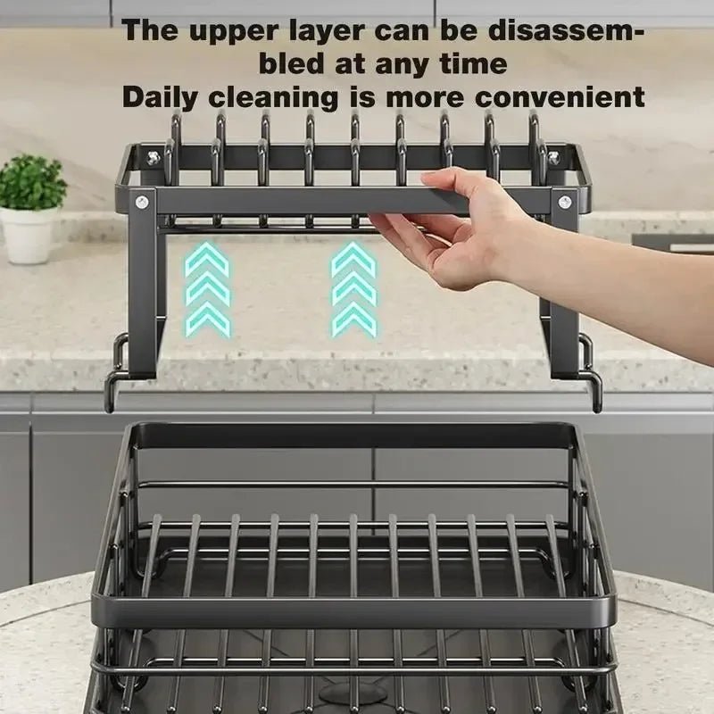 Adjustable Dish Drying Rack & Drainboard Organizer for Kitchen Plates, Over Sink Countertop, Cutlery Storage with Drain Rac - RELUX.STORE