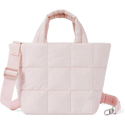 Adjustable Quilted Tote Bag Nylon Detachable Strap Puffer Bag Large Capacity with Zipper Crossbody Bag Travel - RELUX.STORE