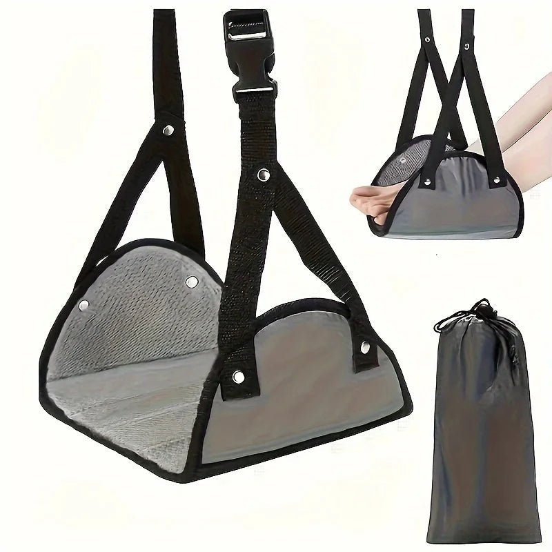 “Adjustable Travel Foot Hammock – Portable Leg Rest for Airplane, Car, Office, and Home, Comfortable Hanging Foot Support Pads” - RELUX.STORE