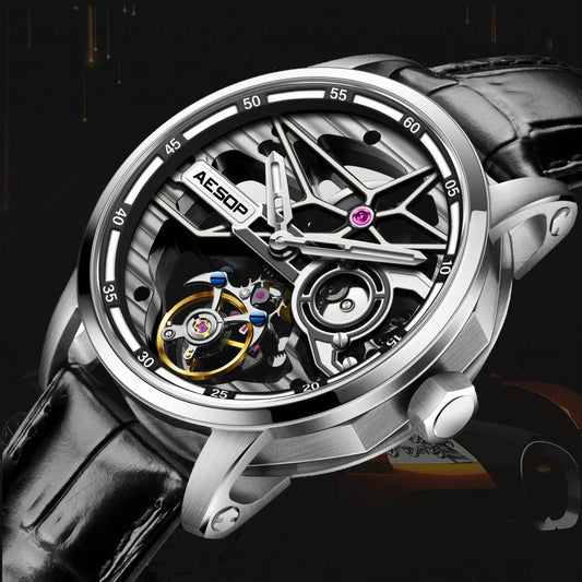AESOP Men Flying Tourbillon Mechanical Full Skeleton Waterproof Watches Top Brand Luxury Watch for Men Sapphire With Diamond Man - RELUX.STORE