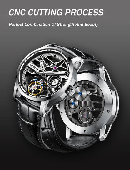 AESOP Men Flying Tourbillon Mechanical Full Skeleton Waterproof Watches Top Brand Luxury Watch for Men Sapphire With Diamond Man - RELUX.STORE