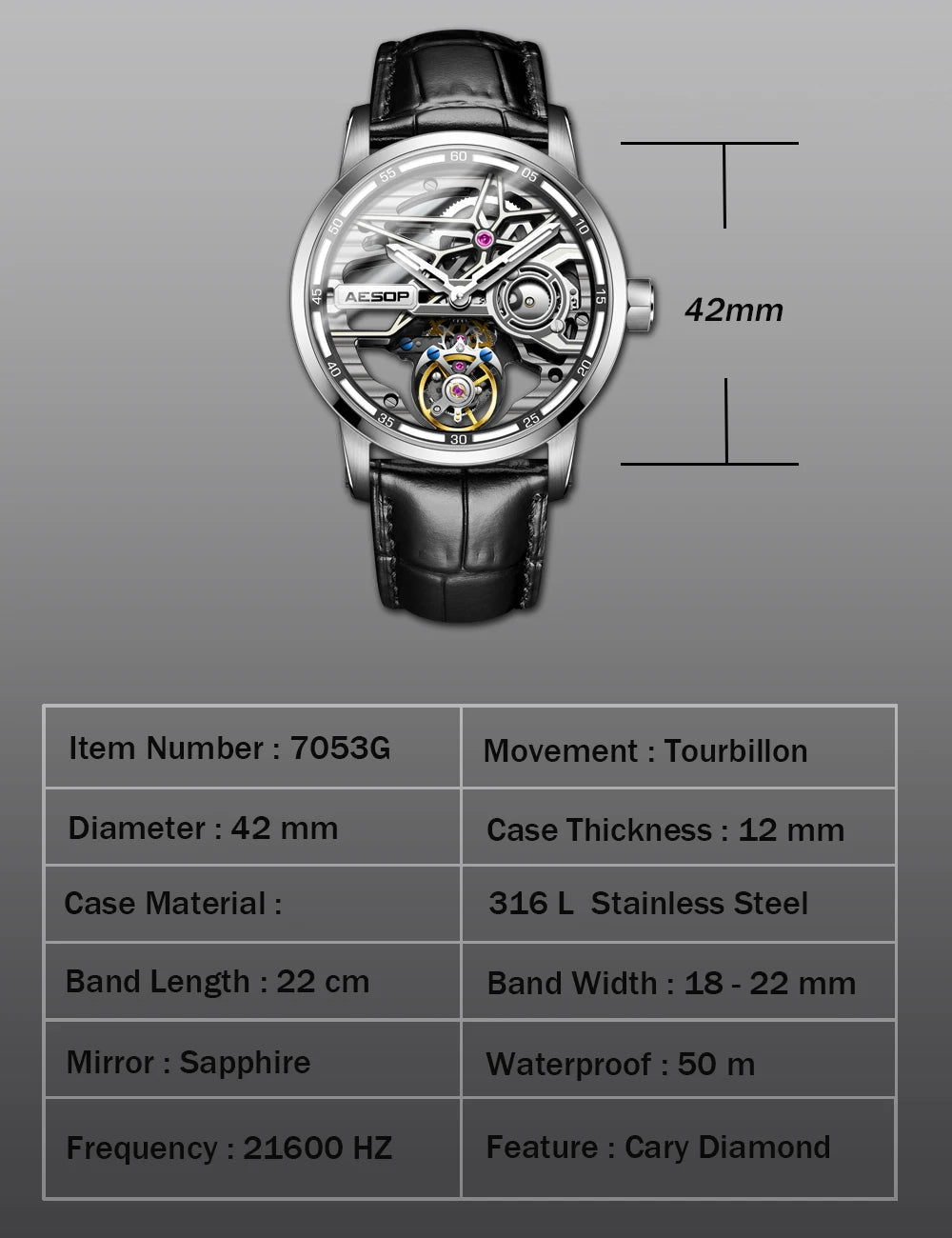 AESOP Men Flying Tourbillon Mechanical Full Skeleton Waterproof Watches Top Brand Luxury Watch for Men Sapphire With Diamond Man - RELUX.STORE