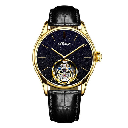 AESOP Mens Luxury Real Flying Tourbillon Mechanical Sapphire Waterproof Watch Skeleton Watches for Men Wristwatches Male 2025 A - RELUX.STORE
