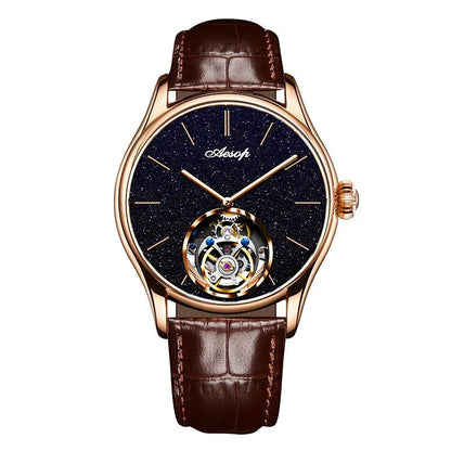 AESOP Mens Luxury Real Flying Tourbillon Mechanical Sapphire Waterproof Watch Skeleton Watches for Men Wristwatches Male 2025 A - RELUX.STORE