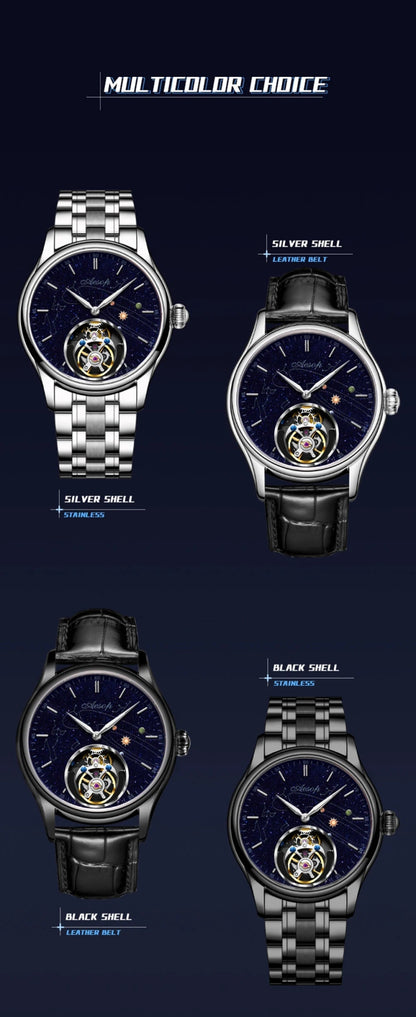 AESOP Mens Luxury Real Flying Tourbillon Mechanical Sapphire Waterproof Watch Skeleton Watches for Men Wristwatches Male 2025 A - RELUX.STORE