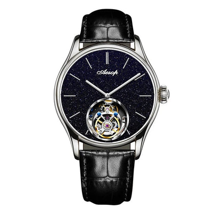AESOP Mens Luxury Real Flying Tourbillon Mechanical Sapphire Waterproof Watch Skeleton Watches for Men Wristwatches Male 2025 A - RELUX.STORE