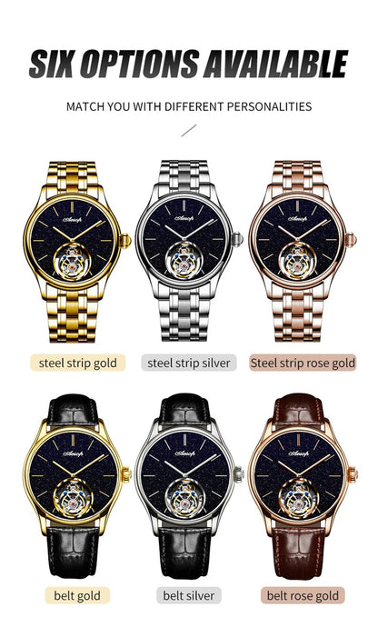 AESOP Mens Luxury Real Flying Tourbillon Mechanical Sapphire Waterproof Watch Skeleton Watches for Men Wristwatches Male 2025 A - RELUX.STORE