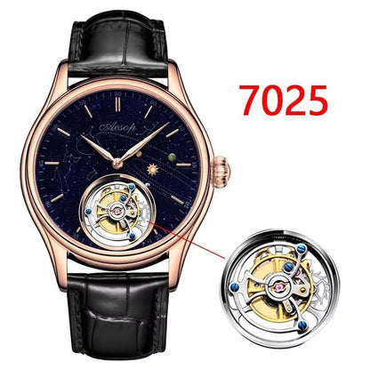 AESOP Mens Luxury Real Flying Tourbillon Mechanical Sapphire Waterproof Watch Skeleton Watches for Men Wristwatches Male 2025 A - RELUX.STORE