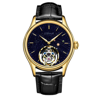 AESOP Mens Luxury Real Flying Tourbillon Mechanical Sapphire Waterproof Watch Skeleton Watches for Men Wristwatches Male 2025 A - RELUX.STORE